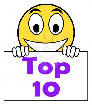 Top Ten On Sign Showing Best Ranking Or Rating