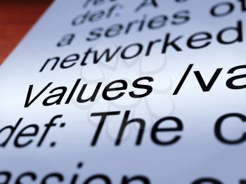 Values Definition Closeup Shows Principles Virtue And Morality