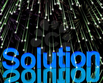 Solution Word With Fireworks Showing Success Acheivement And Strategies