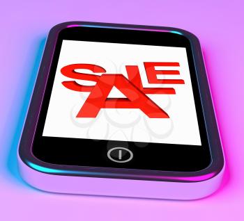 Sale Message On Smartphone Showing Online Discounts