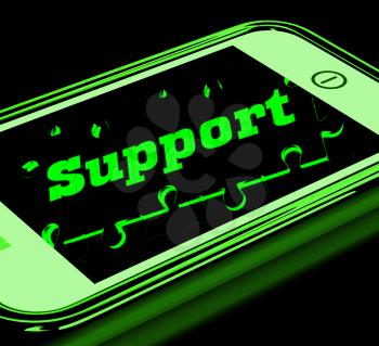 Support On Smartphone Shows Service Instructions And Advisory