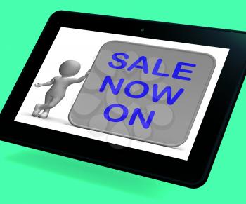 Sale On Now Tablet Showing Product Specials And Lower Prices