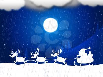 Reindeer Snow Meaning Merry Christmas And X-Mas