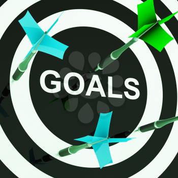 Goals On Dartboard Shows Aspirations And Aims