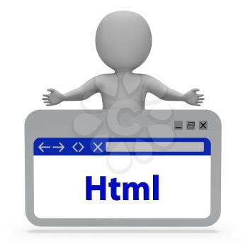 Html Webpage Representing Hypertext Markup Language 3d Rendering