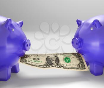 Piggybanks Eating Money Showing Financial Counselling Or Bank Savings
