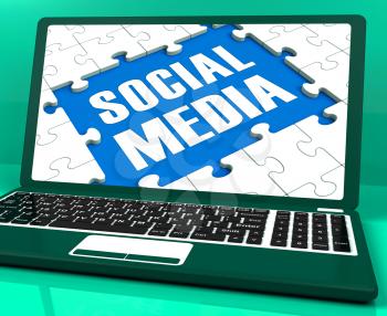 Social Media On Laptop Showing Online Relation