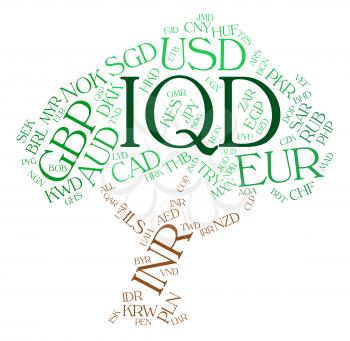 Iqd Currency Indicating Forex Trading And Wordcloud