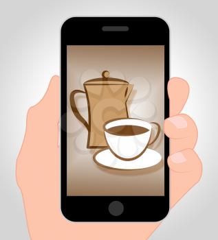 Coffee Online On A Mobile Phone 3d Illustration