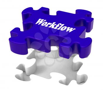 Workflow Puzzle Showing Structure Flow Or Work Procedure