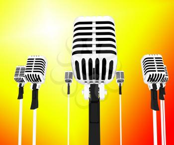 Microphones Musical Showing Music Group Songs Or Singing Hits