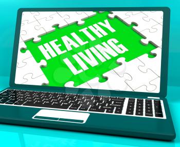 Healthy Living On Laptop Shows Wellbeing And Healthy Lifestyle