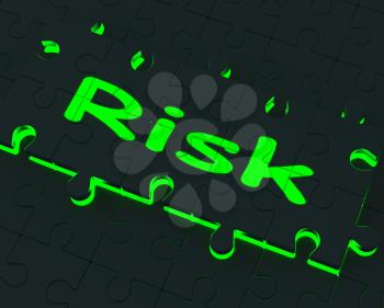 Risk Glowing Puzzle Shows Danger, Unsafe And Unstable