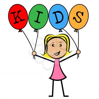 Kids Balloons Indicating Young Woman And Child