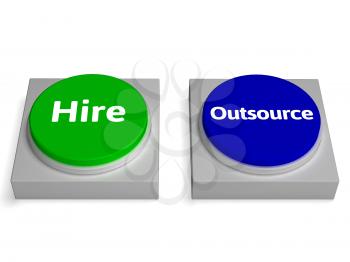 Hire Outsource Button Showing Hiring Or Outsourcing