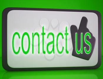 Contact Us Button Showing Customer Service And Support