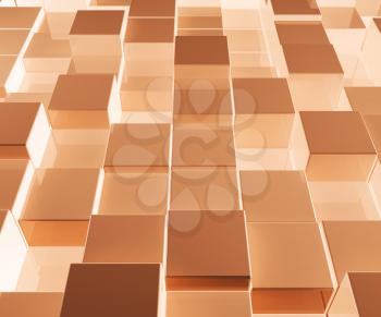 Bright Glowing Brown Glass Background With Artistic Cubes Or Square Shapes