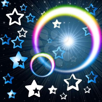 Rainbow Circles Background Meaning Glowing Star And Stars
