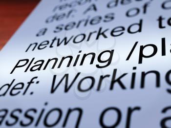 Planning Definition Closeup Shows Organizing Strategy And Scheme