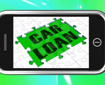 Car Loan On Smartphone Shows Car Rent Or Credits