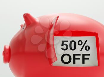 Fifty Percent Off Piggy Bank Showing 50 Price Cut