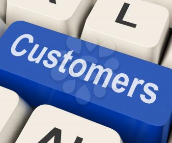 Customers Key On Keyboard Meaning Client Consumer Or Buyer
