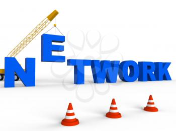 Crane Building Network Indicates Global Communications 3d Rendering