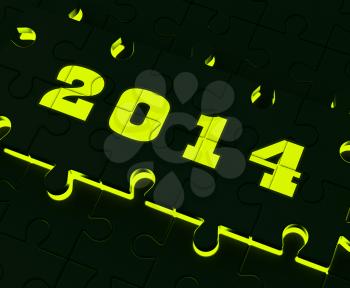 Two Thousand And Fourteen On Puzzle Showing Year 2014 Resolution