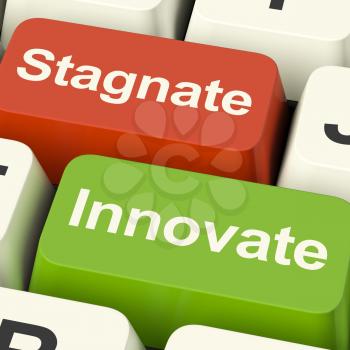 Stagnate Innovate Computer Keys Shows Choice Of Growth And Advancement Or Stagnation
