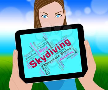 Skydiving Word Representing Parachute Jump And Skydivers 