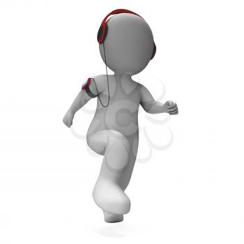 Runner Character Listen To Music Showing Music Listening Jogging