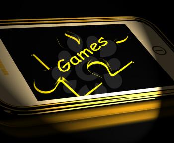 Games Smartphone Displaying Internet Gaming And Entertainment