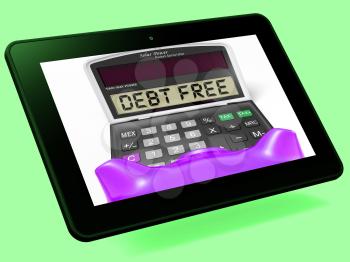 Debt Free Calculator Tablet Meaning No Liabilities Or Debts