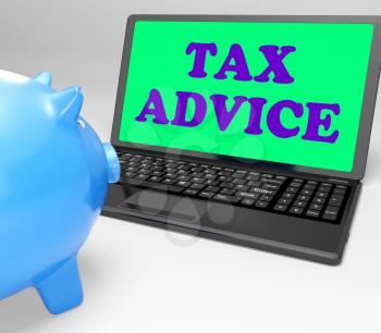 Tax Advice Laptop Showing Professional Advising On  Taxation