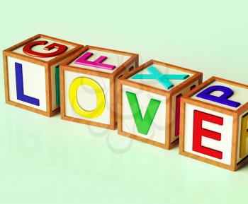 Love Blocks Showing Romance Affection And Devotion
