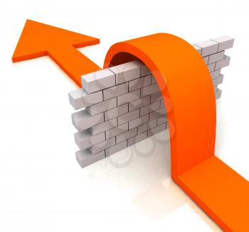 Orange Arrow Over Wall Meaning Overcome Obstacles to Success