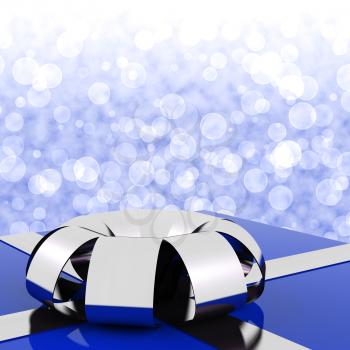Blue Giftbox With Bokeh Background For A Husbands Birthday