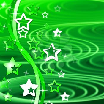 Green Stars Representing Artistic Swirl And Twirl