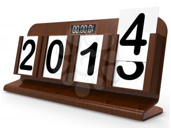 Desk Calendar Representing Year Two Thousand Fourteen