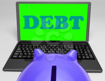 Debt Laptop Showing Money Due Or Owed