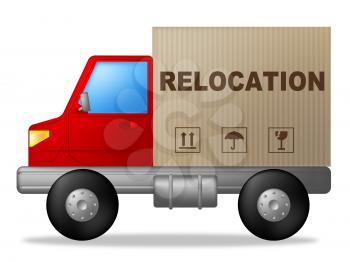 Relocation Truck Representing Buy New Home And Moving
