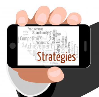 Strategies Word Representing Business Strategy And Tactics