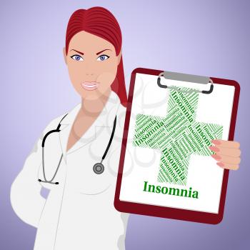 Insomnia Word Showing Sleep Disorder And Ill