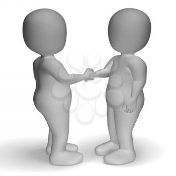 3d Characters Shaking Hands Shows Greeting Or Deal