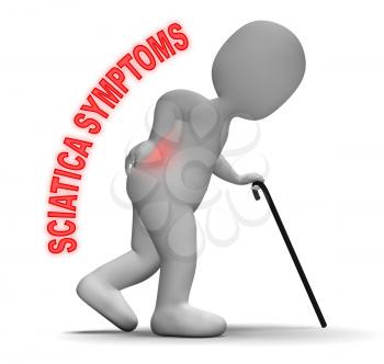 Sciatica Symptoms Character Walking Represents Backache Problems 3d Rendering