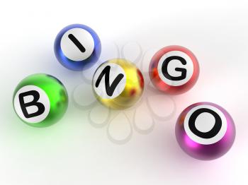 Bingo Game Balls Shows Luck At Lottery