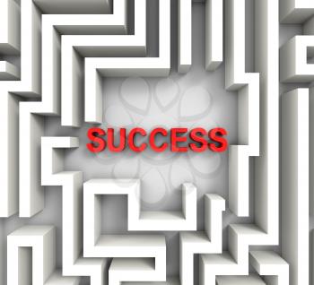 Success In Maze Showing Puzzle Achievement Or Winning