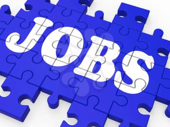 Jobs Puzzle Shows Careers, Professions And Employment. 