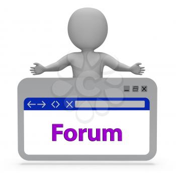 Forum Webpage Indicating Social Media And Website 3d Rendering