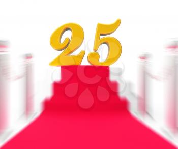 Golden Twenty Five On Red Carpet Displaying Twenty Fifth Anniversary Recognition